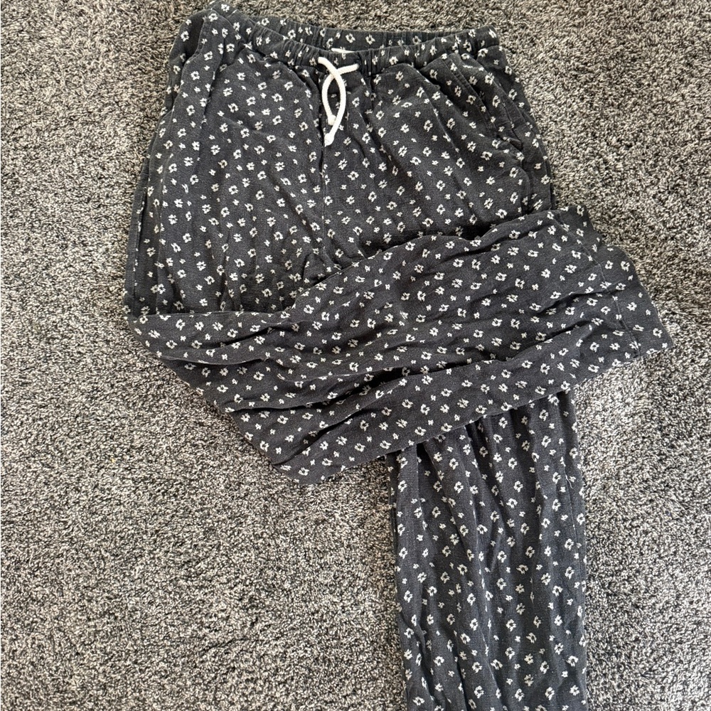 Linen relaxed flower print pant